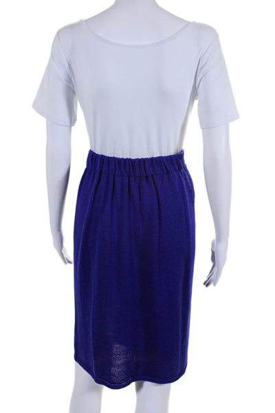 San Rimo Womens 2 Piece Short Sleeve Skirt Set Dark Blue Size L