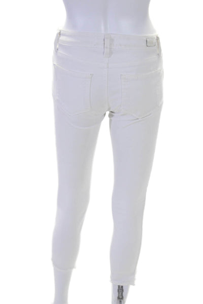 Paige Womens Cotton Denim Low Rise Frayed Verdugo Cropped Jeans White Size 25