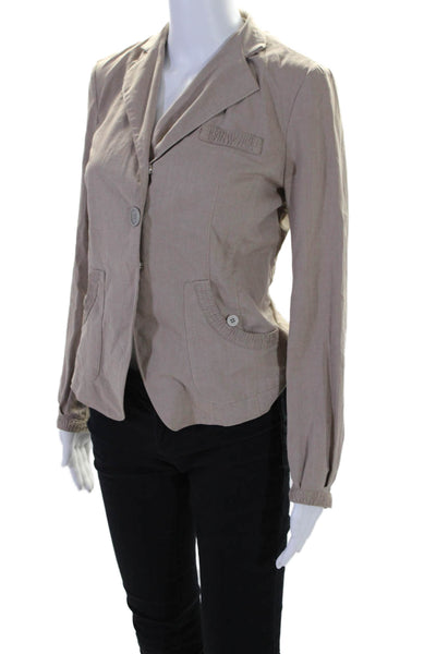 Rivamonti Womens Long Sleeve Hidden Snap Down Short Blazer Jacket Brown Size S