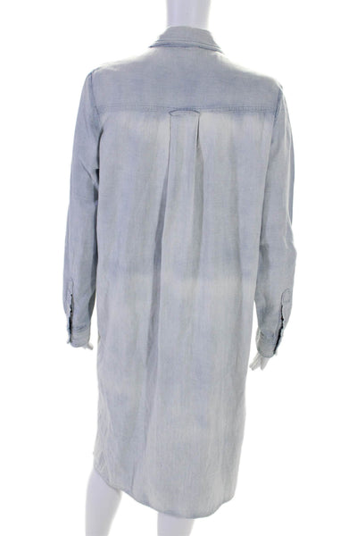 AG Women's Collared Long Sleeves Button Down Midi Denim Shirt Dress Size M