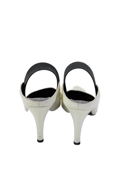 Proenza Schouler Women's Pointed Toe Cone Heels Slip-On Sandals White Size 9.5