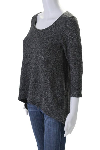 Eileen Fisher Womens Cotton Long Sleeve Curved Hem Blouse Gray Size XS