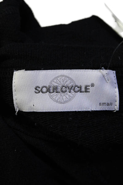 Soul Cycle Womens Long Sleeve Crew Neck Distressed Sweater Black Size Small