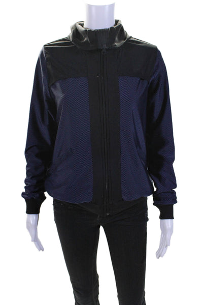 KORAL ACTIVEWEAR Womens Long Sleeve Zip Front Hoodie Black Blue Small
