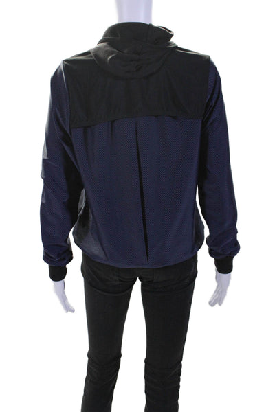 KORAL ACTIVEWEAR Womens Long Sleeve Zip Front Hoodie Black Blue Small