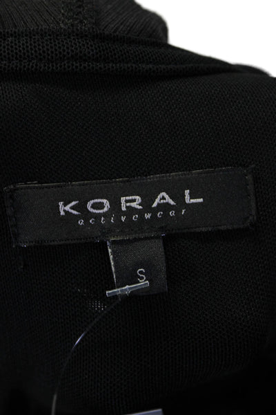 KORAL ACTIVEWEAR Womens Long Sleeve Zip Front Hoodie Black Blue Small