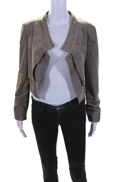 BCBG Max Azria womens Long Sleeve Collared Open Front Jacket Beige Small