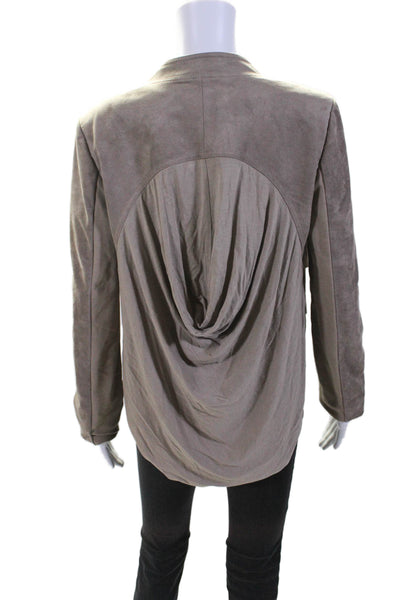 BCBG Max Azria womens Long Sleeve Collared Open Front Jacket Beige Small