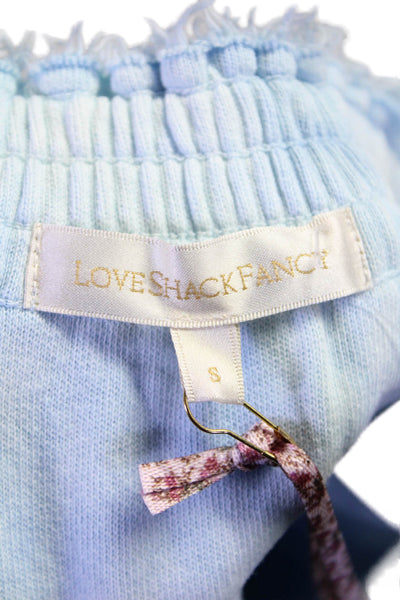 Love Shack Fancy Womens Elastic Waist Lightweight Tiered Skirt Blue Small