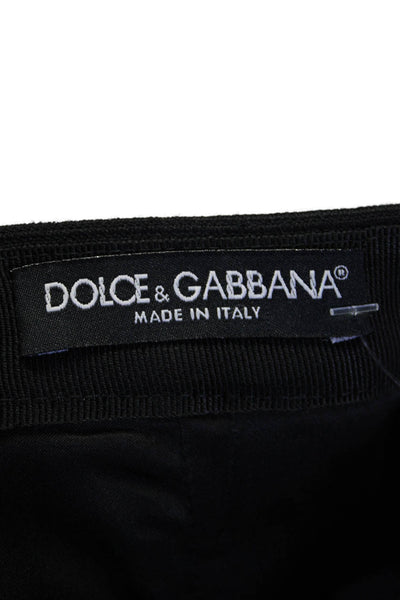 Dolce and Gabbana Womens Zipped Darted Ribbed Midi Straight Skirt Black Size M