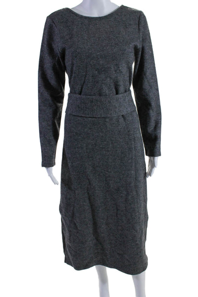 Maje Womens Fleece Long Sleeve Low Back Split Hem Sweater Dress Gray Size 3