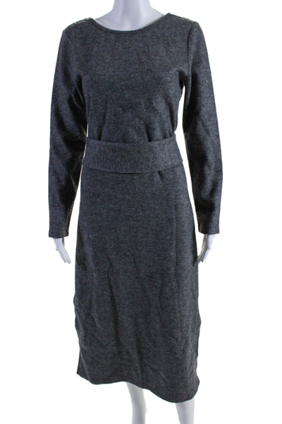 Maje Womens Fleece Long Sleeve Low Back Split Hem Sweater Dress Gray Size 3