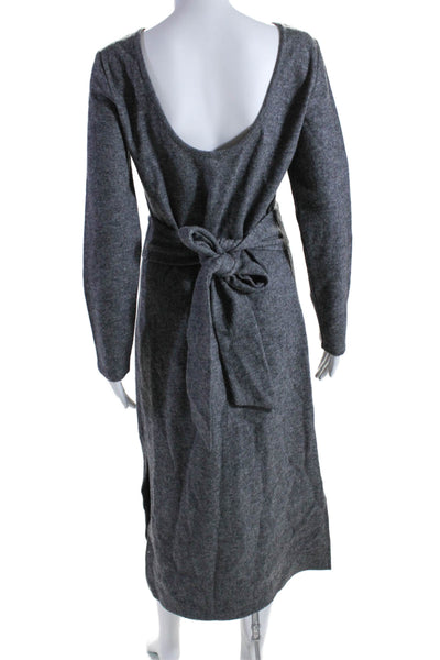 Maje Womens Fleece Long Sleeve Low Back Split Hem Sweater Dress Gray Size 3