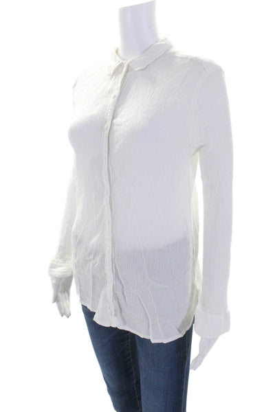 Melissa Odabash Womens Long Sleeves Button Down Shirt White Cotton Size Medium