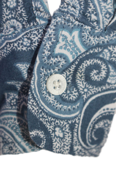 Lauren Ralph Lauren Womens Paisley Print Button Down Shirt Blue White Size Small