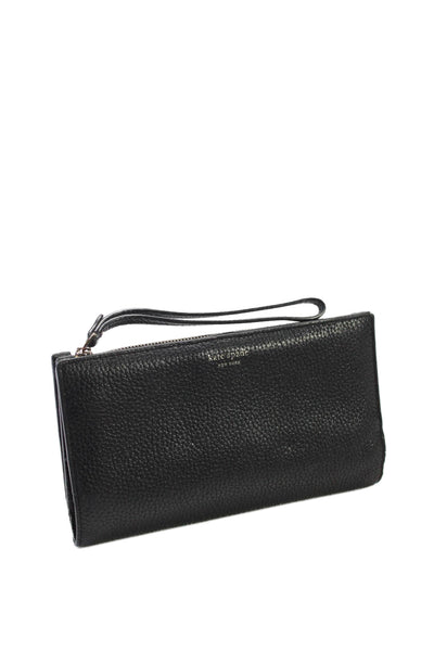 Kate Spade New York Womens Leather Button Closure Wristlet Wallet Black