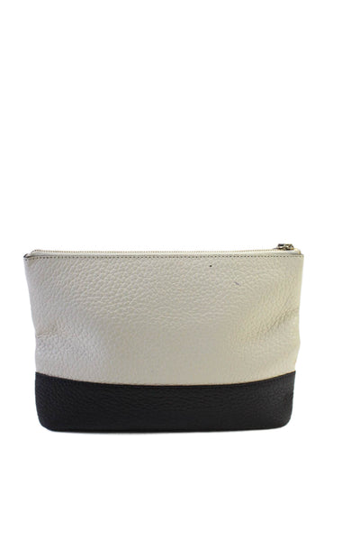 Kate Spade New York Womens Leather Gold Tone Clutch Handbag White Black