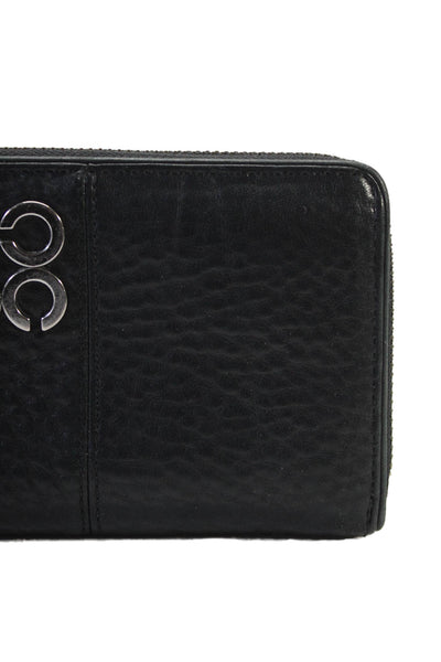 Coach Womens Leather Silver Tone Zip Around Julia Op Art Wallet Black