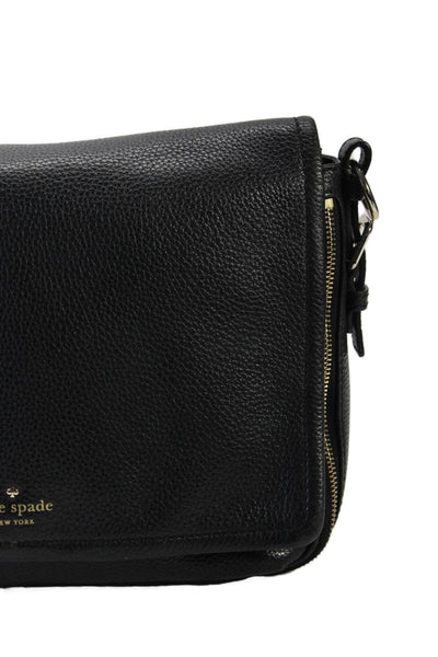 Kate Spade New York Womens Leather Gold Tone Magnet Closure Large Handbag Black