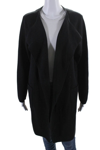 J Crew Womens Cotton Open Front Long Sleeve Cardigan Black Size L