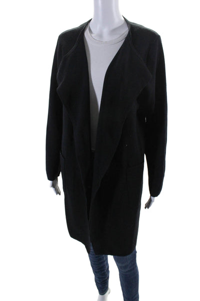 J Crew Womens Cotton Open Front Long Sleeve Cardigan Black Size L