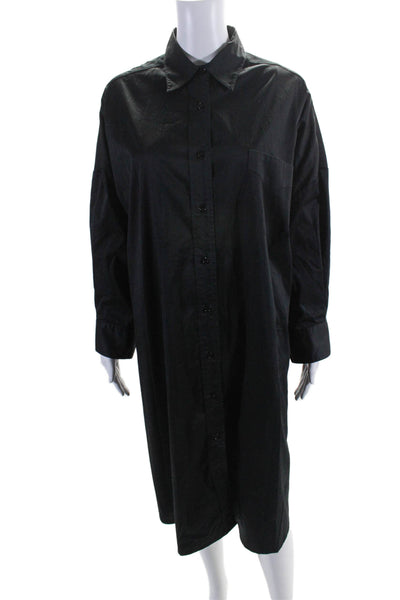 Cynthia Rowley Womens Cotton Long Sleeve Button Down Shirt Dress Black Size OS