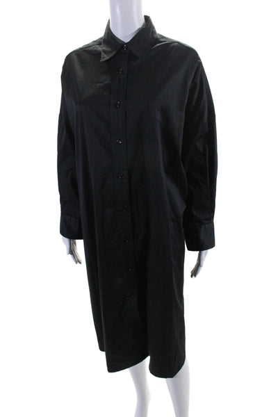 Cynthia Rowley Womens Cotton Long Sleeve Button Down Shirt Dress Black Size OS