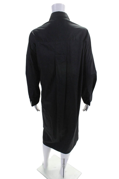 Cynthia Rowley Womens Cotton Long Sleeve Button Down Shirt Dress Black Size OS