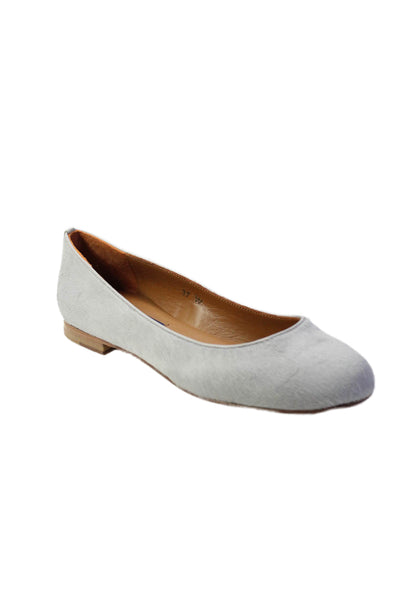 Margaux Womens Ponyhair Almond Toe Slip On The Classic Flats Gray Size 7US 37EU