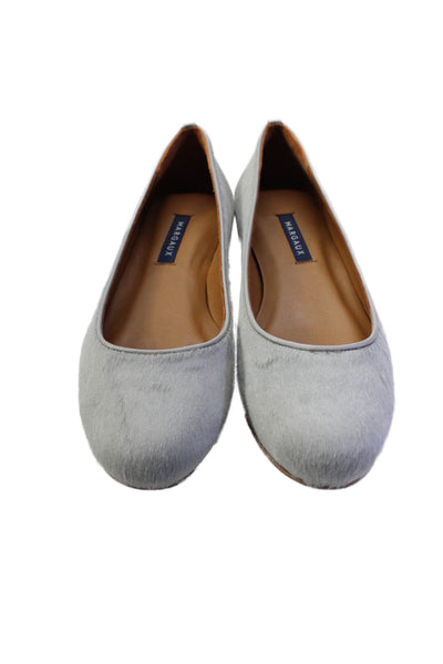 Margaux Womens Ponyhair Almond Toe Slip On The Classic Flats Gray Size 7US 37EU