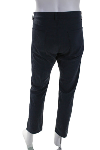 Theory Mens Zipper Fly Raffi Slim Fit Stretch Knit Trouser Pants Navy Size 36