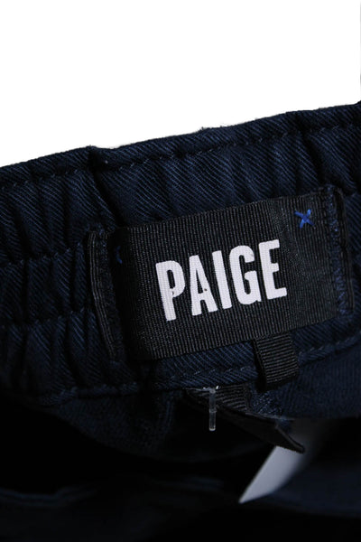 Paige Mens Zipper Fly Drawstring Cuffed Slim Cut Pants Navy Blue Size 33