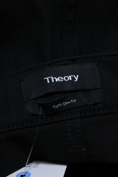 Theory Mens Zipper Fly Raffi Slim Fit Trouser Pants Black Cotton Size 34