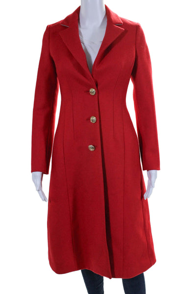 Altuzarra Womens Three Button Notched Lapel Long Coat Red Wool Size IT 34