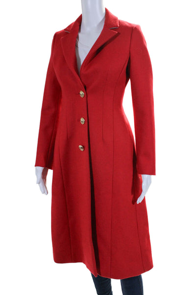 Altuzarra Womens Three Button Notched Lapel Long Coat Red Wool Size IT 34