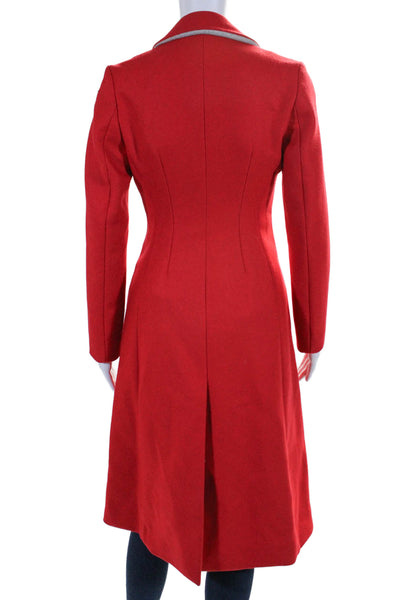 Altuzarra Womens Three Button Notched Lapel Long Coat Red Wool Size IT 34