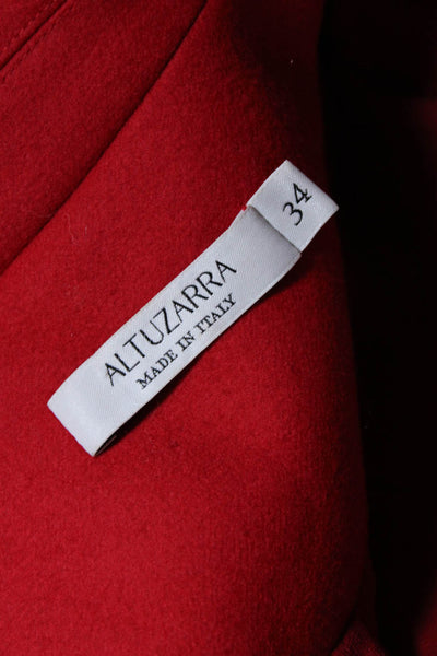 Altuzarra Womens Three Button Notched Lapel Long Coat Red Wool Size IT 34