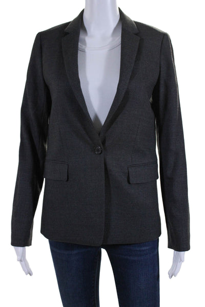 J Crew Womens Single Button Notched Lapel Blazer Jacket Dark Gray Wool Size 2