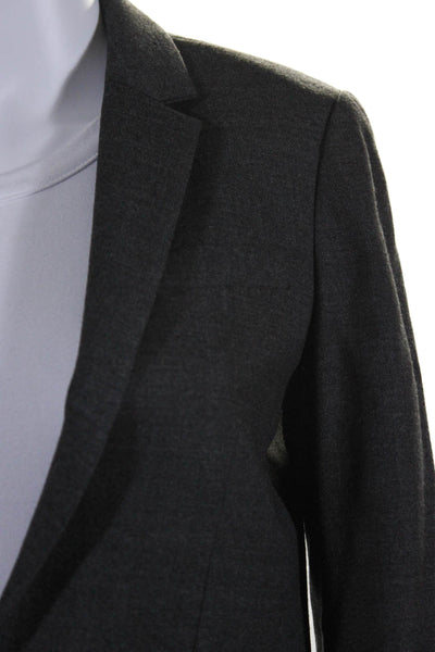 J Crew Womens Single Button Notched Lapel Blazer Jacket Dark Gray Wool Size 2