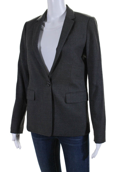 J Crew Womens Single Button Notched Lapel Blazer Jacket Dark Gray Wool Size 2