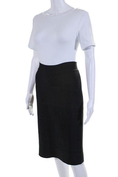 BCBGMAXAZRIA Womens Stretch Knit Knee Length Pencil Skirt Black Size Large