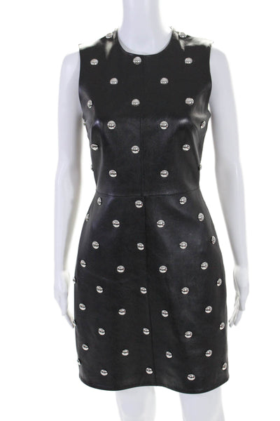 Alexander Wang Womens Leather Studded Sleeveless Sheath Dress Black Size 2