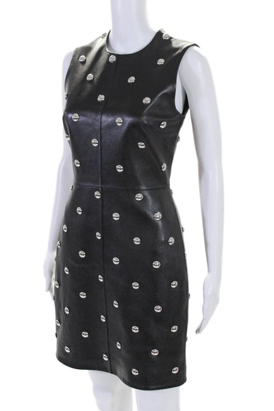 Alexander Wang Womens Leather Studded Sleeveless Sheath Dress Black Size 2