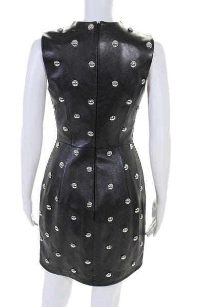 Alexander Wang Womens Leather Studded Sleeveless Sheath Dress Black Size 2