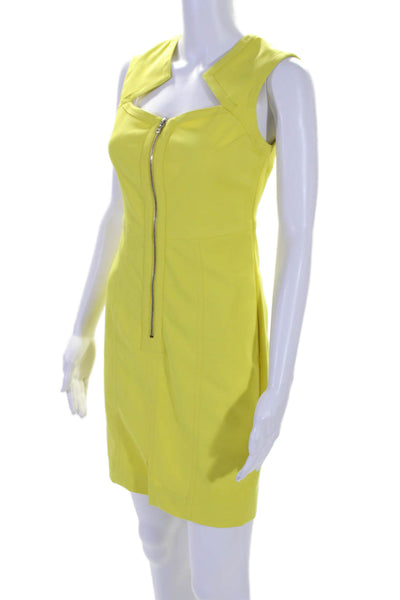 Yigal Azrouel Womens Sleeveless Half Zipper Pencil Dress Yellow Cotton Size 4