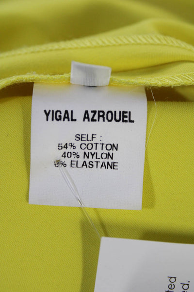 Yigal Azrouel Womens Sleeveless Half Zipper Pencil Dress Yellow Cotton Size 4