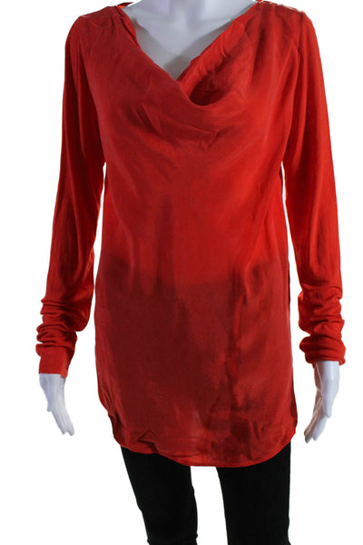 COS Womens Georgette Long Sleeve Cowl Neck Draped Hem Blouse Top Red Size 40