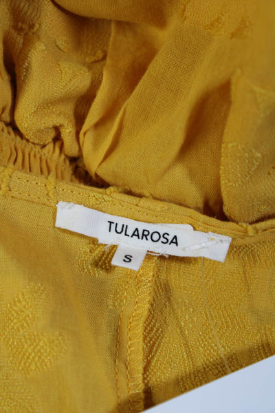 Tularosa Womens Long Sleeve V Neck Tiered Flare Dress Yellow Small