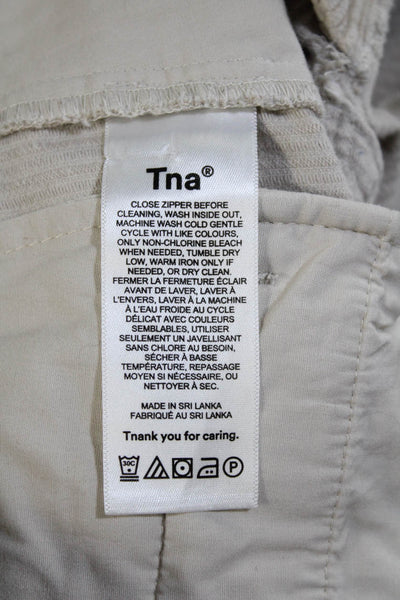 TNA Womens Cotton Beige Corduroy High Rise Straight Leg Pants Size 00