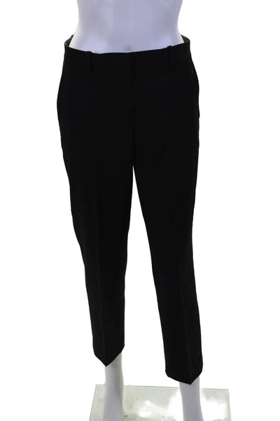 Theory Womens Wool Flat Front Straight Leg Trousers Black Size 0